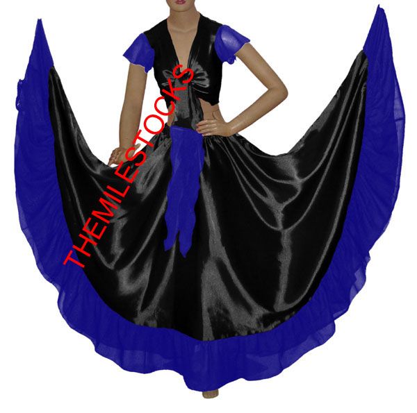 TMS RED/BLACK Designer Ruffle Skirt Top Set Belly Dance  