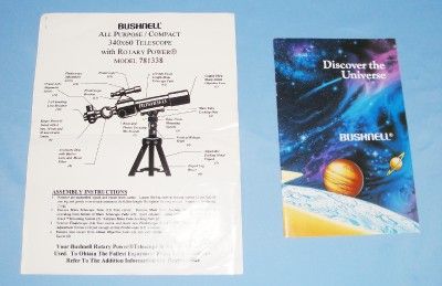 Complete Bushnell Refractor Telescope   Model 781338  