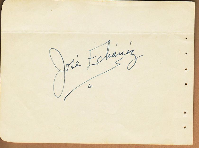 JOSE ECHANIZ 1930s SIGNED PAGE AUTOGRAPH HAVANA CUBA  