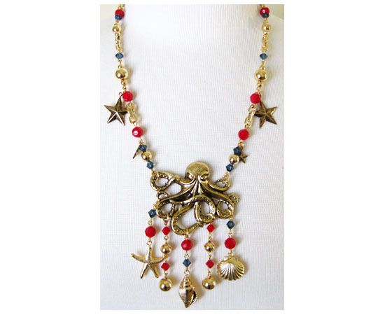 NEW TARINA TARANTINO Hey Sailor Titanic OCTOPUS Necklace NAUTICAL SEA 