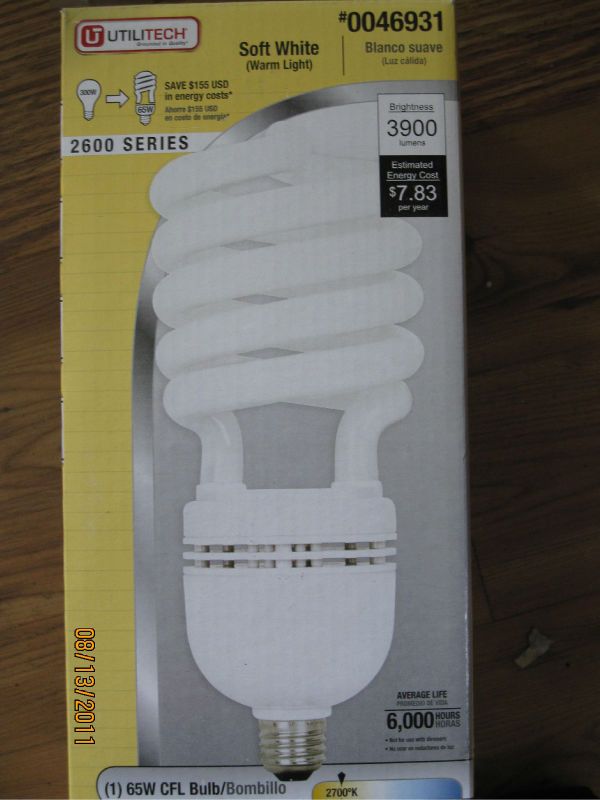 Utilitech 2600 Series 65W CFL Bulb #046931  