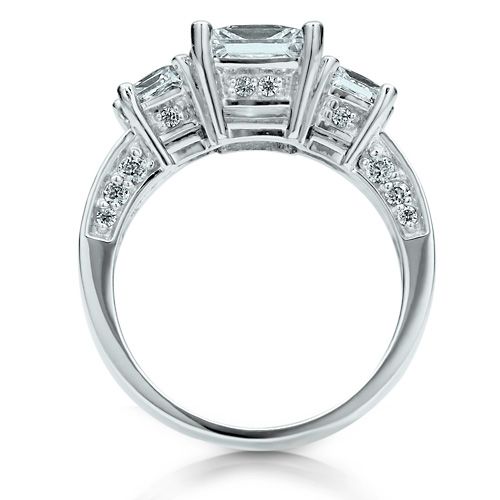 STERLING SILVER 925 PRINCESS CUT CZ 3 STONE RING SIZE 6  