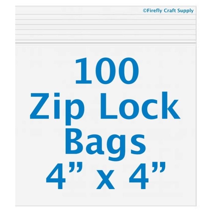 100 small Ziplock 4 x 4 2mil jewelry/beads zip bags 4x4  