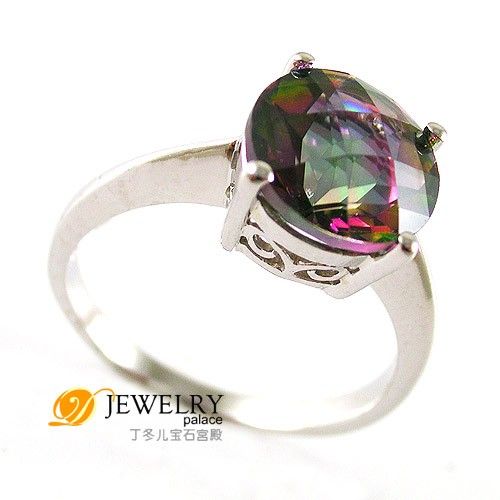 9mm ROUND 3ct Rainbow Topaz Ring 925 Sterling Silver Size 6 7 8 9 