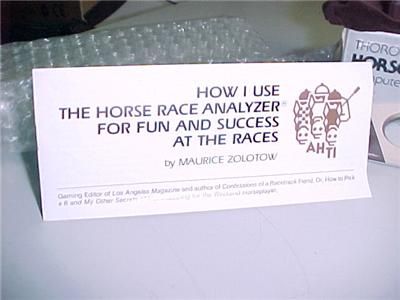 VINTAGE 1983 THOROUGHBRED HORSE RACE ANALYZER NEW IN BOX MUST SEE 