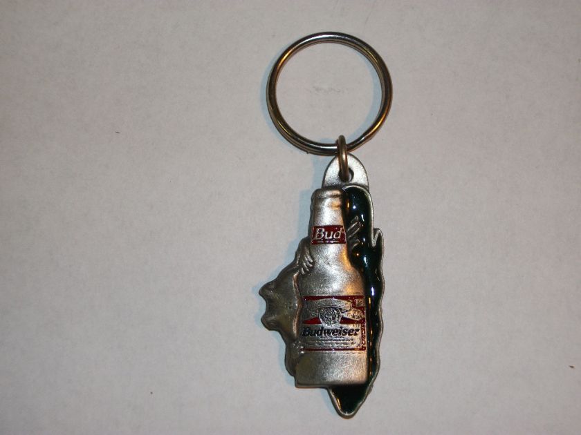 BUDWEISER FROG BUD PEWTER KEY RING  