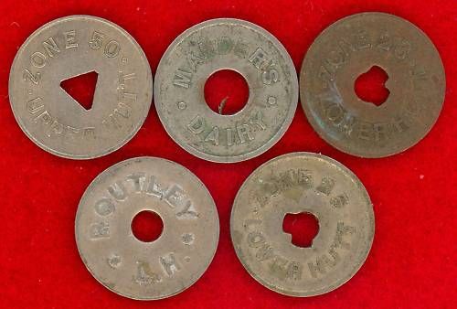 Five different New Zealand Dairy Tokens, ONE PINT  