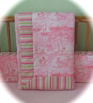 KELLY RIGHTSELL ANIMAL TOILE BABY CRIB BEDDING SET GIRL  