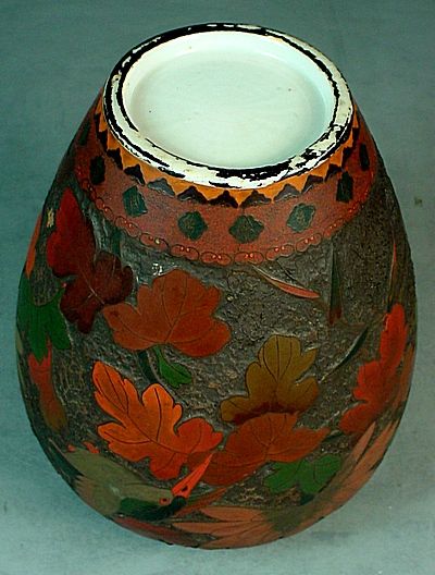 ANTIQUE JAPANESE TOTAI SHIPPO TREE BARK CLOISONNE VASE  