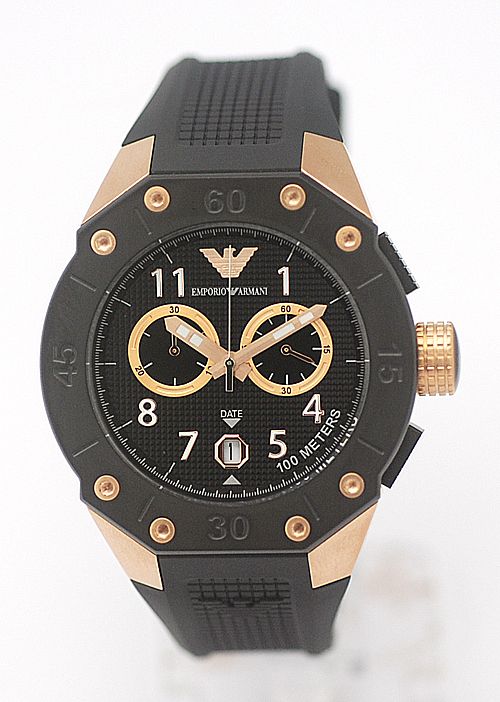 EMPORIO ARMANI TOUGH MENS ROSE GOLD CHRONOGRAPH WATCH  