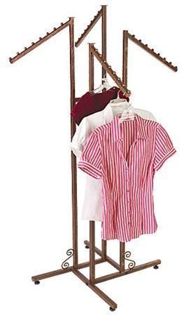   New Cobblestone   4 Way Clothing / Garment Rack w/ 4 Slant Arms  