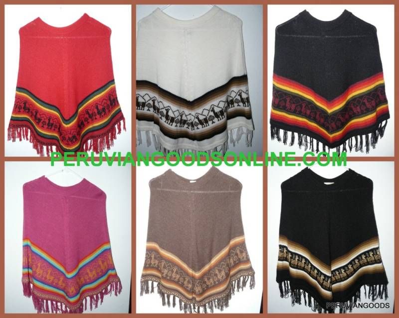 New BLOWOUT SALE Peru Alpaca Poncho Llama design  