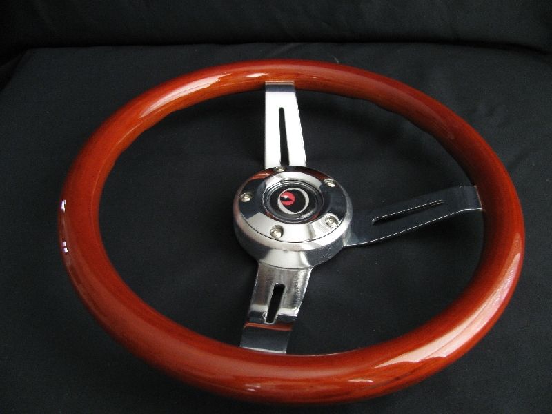 NEW 14 DEEP DISH MAHOGANY WOOD GRAIN STEERING WHEEL  