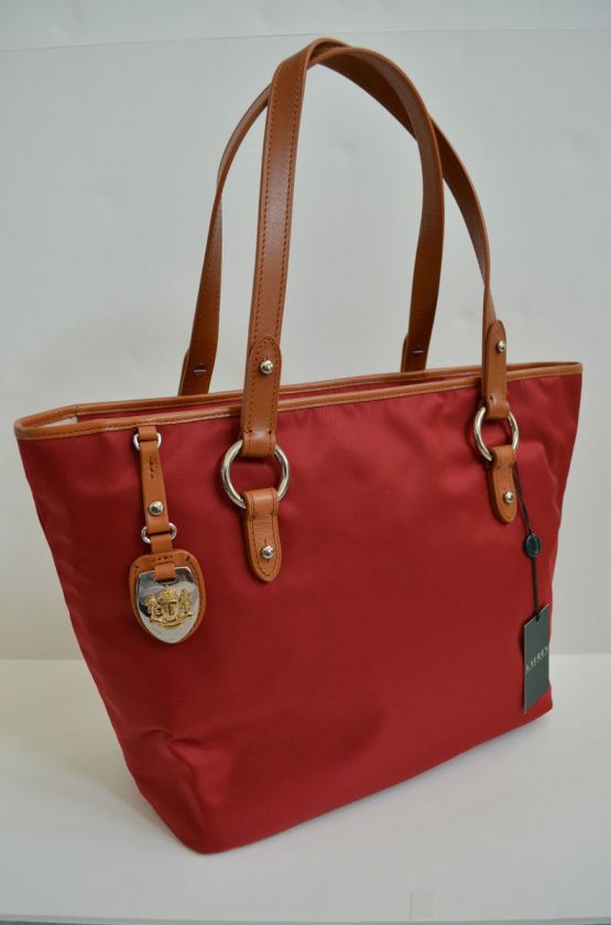   Lauren Ralph Lauren Leather Trim Nylon CHATSWORTH Tote Shoulder Bag