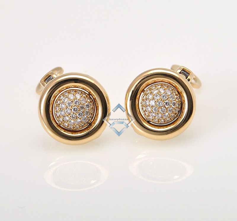 Chopard 18K Yellow White Gold Diamond Round Earrings  