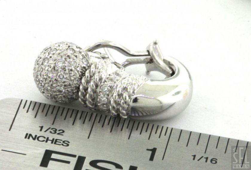   WHITE GOLD 1.76CT VS DIAMOND CLUSTER CABLE DISCO BALL EARRINGS  