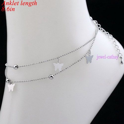 twist butterfly bead dangle chain anklet ankle bracelet  