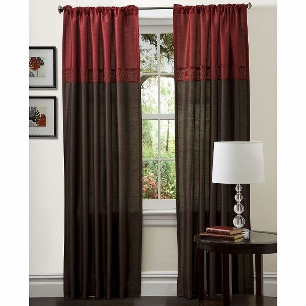 Merlot/Choco Geometric Embroidered Lined Window Panels  