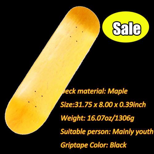 BRAND NEW HOT 8 SKATEBOARD BLANK 8.0 DECK Yellow + Non slip Gri 