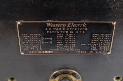   1923 WESTERN ELECTRIC MODEL 4B 4 B RADIO RECEIVER SERIAL # 564   RARE