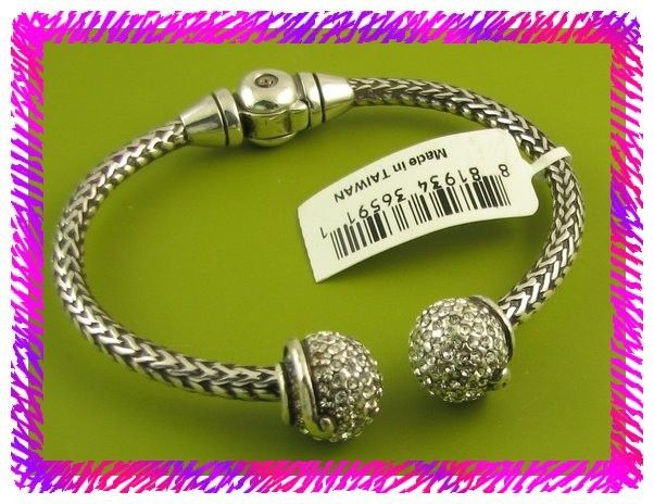 BRIGHTON TWIST JET PEARL Hinged Bangle BRACELET NWTag  