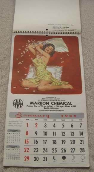 1956 Pin Up Calendar Brule Art  