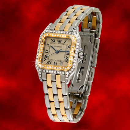 CARTIER Midsize Gold/SS Diamond Panthere Lady/Men Watch  