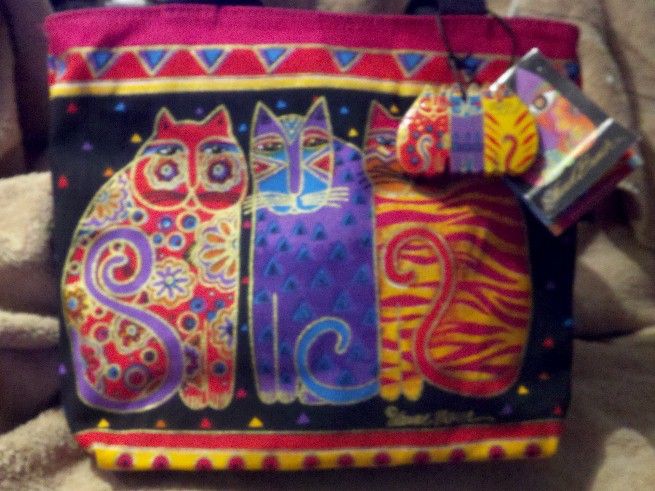 LAUREL BURCH Feline Friends Small Tote Tres Gatos NWT  