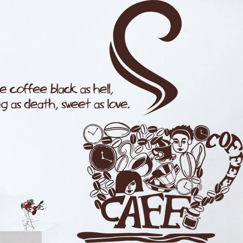 COFFEE Quote Cafe Wall Window Decor Sticker Vinyl Decal  