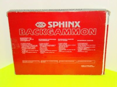 Vtg SPHINX BACKGAMMON COMPUTER CXG 269 8 Levels Doubling NIB Game 