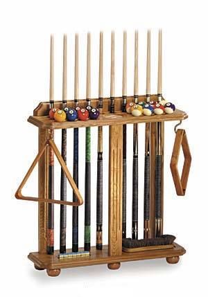 POOL CUE RACK   FLOOR   TRADITIONAL MAHOGANY  