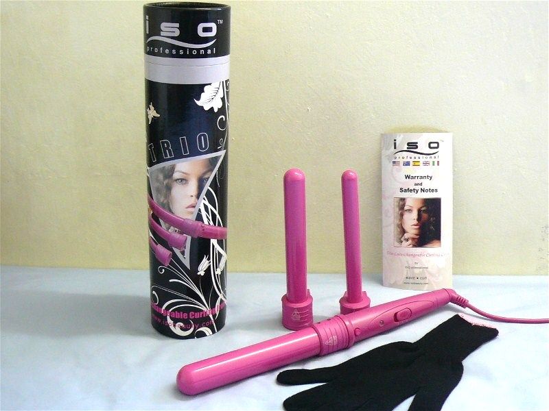 ISO 3PCS 19MM, 25MM, 32MM HAIR CURLING IRON CURLER PINK  