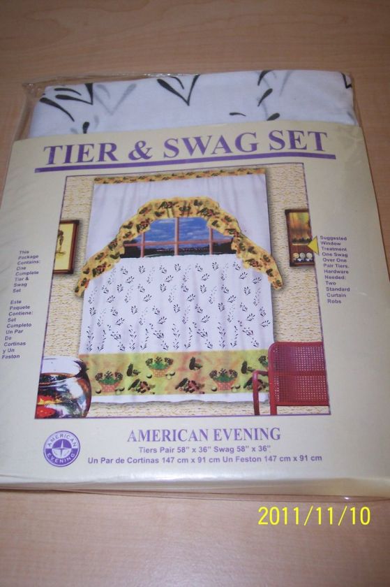 New American Evening Tier & Swag Kitchen Curtain Set  Veggies  