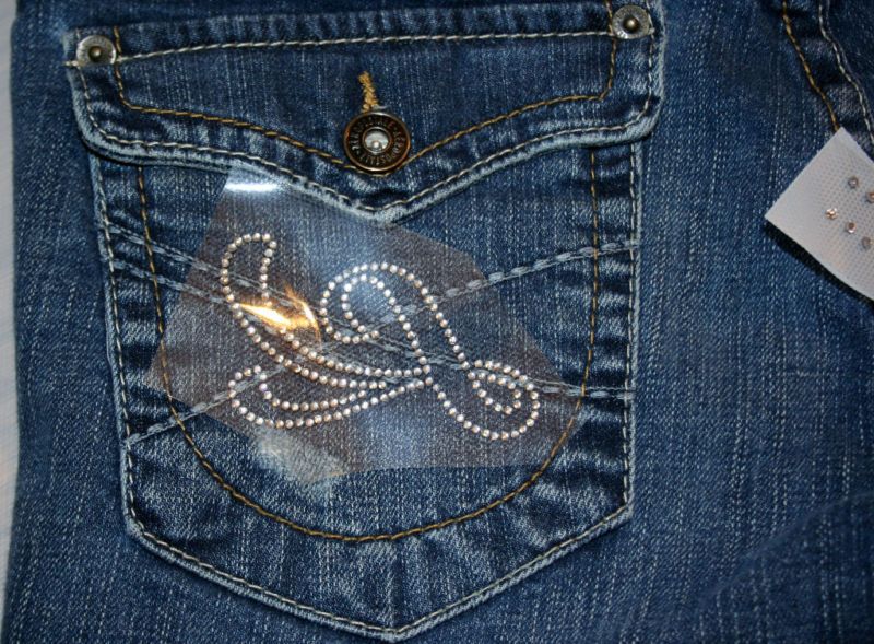 Rhinestone Iron On Transfers Jean Pocket Design  