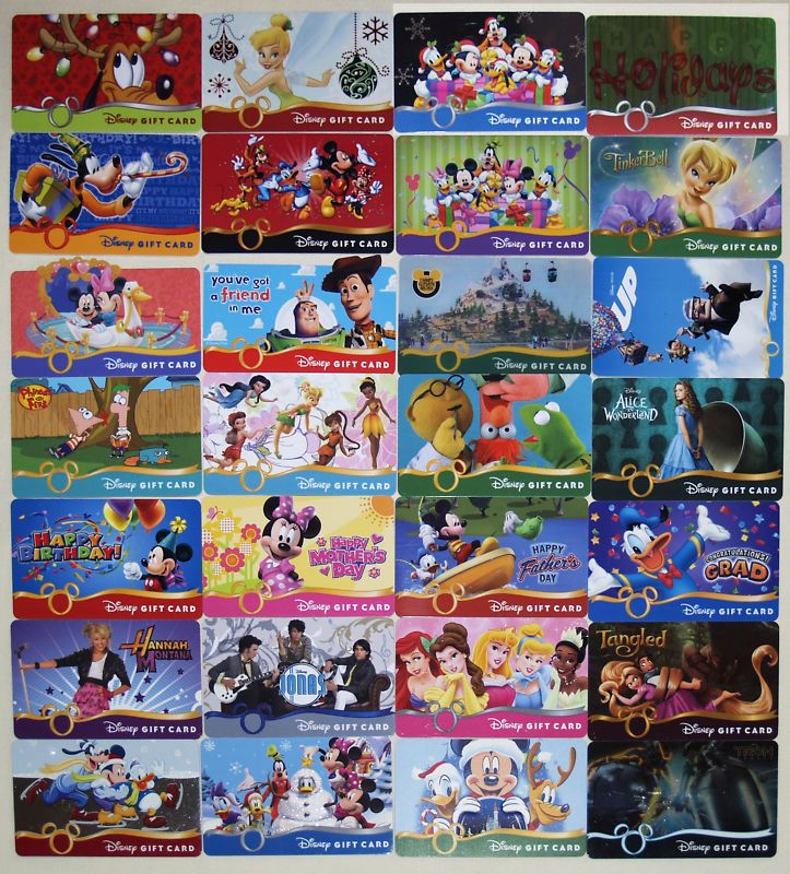 28 Disney Gift Cards Up, Jonas, Tron, Alice, TinkerBell  