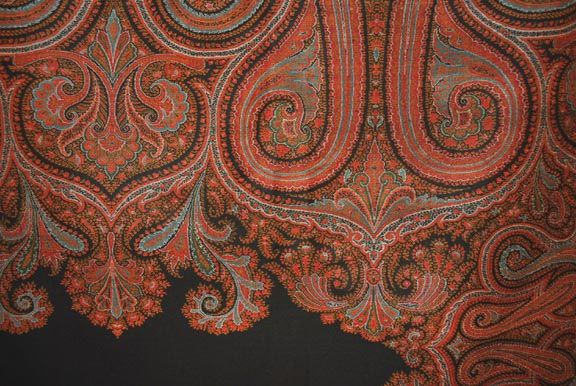 1850s FRENCH EXTRA LONG PAISLEY SHAWL 10 FEET  