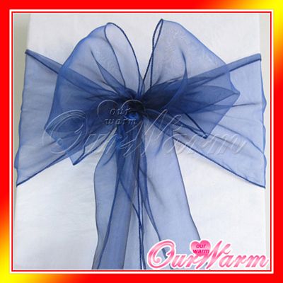 100 Navy Blue Chair Organza Sash Bow Wedding Party Hot  