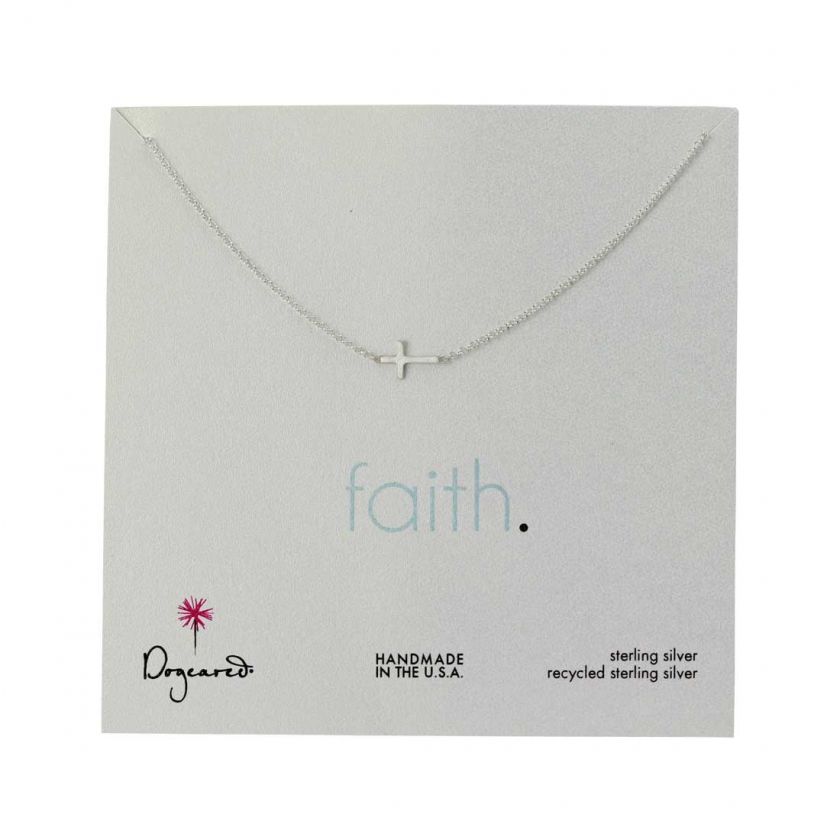 Dogeared Faith Small Sideways Cross Necklace in Sterling Silver 18 