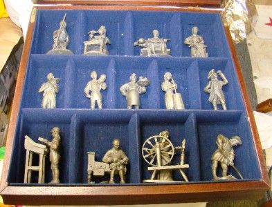 Franklin Mint Colonial America 13 Pcs Pewter Figurines  