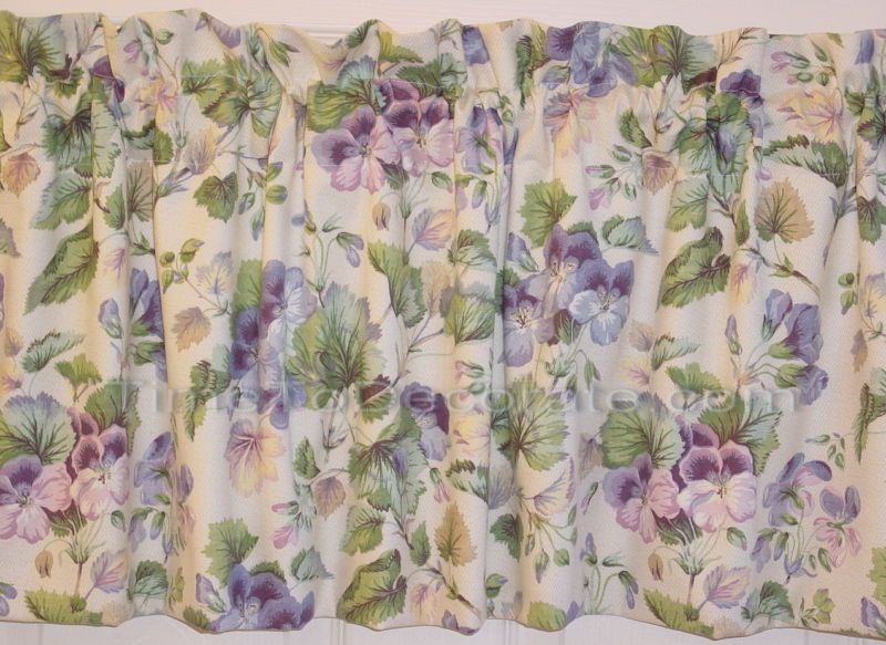 NW valance geraniums floral periwinkle lavender CUSTOM  