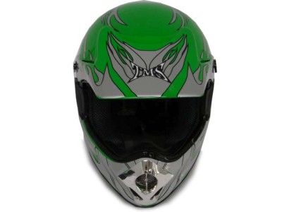 ADULT GREEN FLAME DIRT BIKE ATV MOTOCROSS OFF ROAD MX HELMET W/GOGGLES 