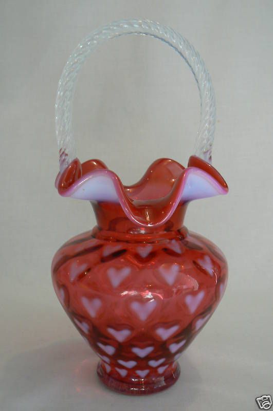 Fenton Basket 10 1/2 Hearts on Cranberry Ltd Ed  