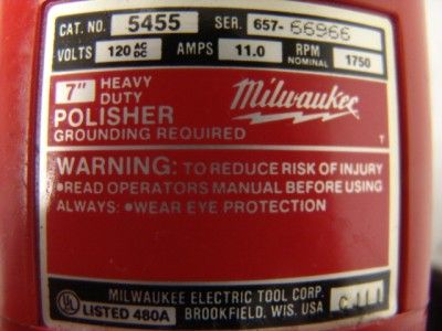 MILWAUKEE 5455 HEAVY DUTY POLISHER 7 / 9 & Pad L@@K  