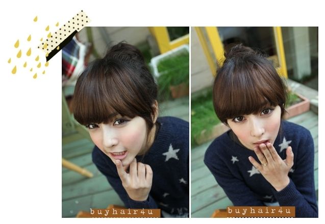 Hair piece Clip in Human Hair Clip on Bangs Front Bangs  