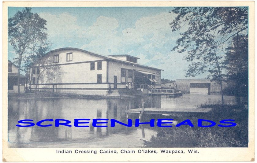 1930 Waupaca Wisconsin INDIAN CROSSING CASINO Postcard  