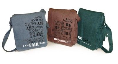 FAIR TRADE Jute Crossbody MESSENGER BAGS, Inspirational  