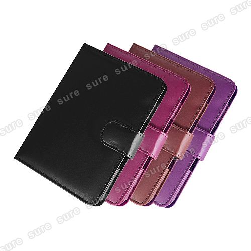 HOUSSE etui cuir + lampe LED pour  KINDLE 4 2011 violet noir 