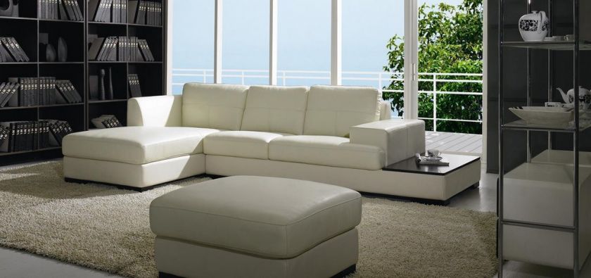 Italian Leather Living Room Sectional Sofa  