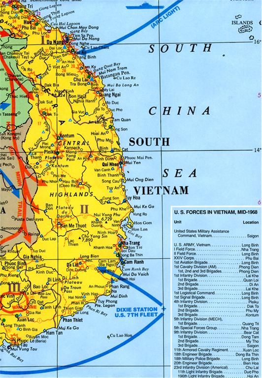 Vietnam War/Conflict Wall Map Poster Hammond Military  