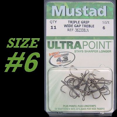 Mustad Triple Grip Treble #36233BLN ~ Size #6 ~ Qty 11  